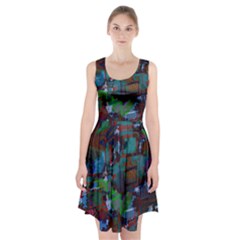 Dark Watercolor On Partial Image Of San Francisco City Mural Usa Racerback Midi Dress by Simbadda