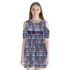 Techno Fractal Wallpaper Shoulder Cutout Velvet  One Piece by Simbadda