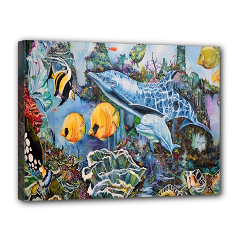 Colorful Aquatic Life Wall Mural Canvas 16  X 12  by Simbadda