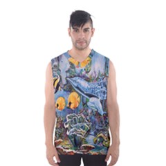 Colorful Aquatic Life Wall Mural Men s Basketball Tank Top by Simbadda