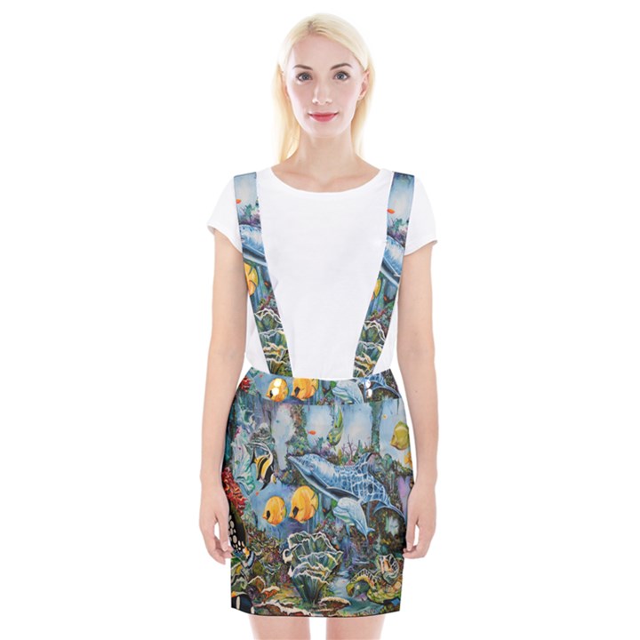 Colorful Aquatic Life Wall Mural Suspender Skirt