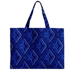 Blue Fractal Background Zipper Mini Tote Bag by Simbadda