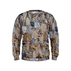 Multi Color Stones Wall Texture Kids  Sweatshirt by Simbadda