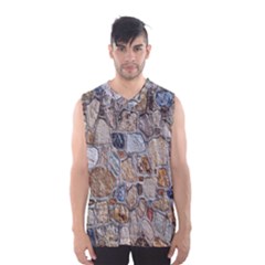 Multi Color Stones Wall Texture Men s Basketball Tank Top by Simbadda