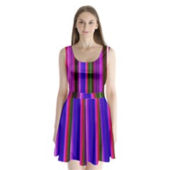 Fun Striped Background Design Pattern Split Back Mini Dress  by Simbadda