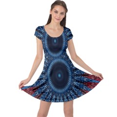 Digital Circle Ornament Computer Graphic Cap Sleeve Dresses by Simbadda