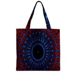 Digital Circle Ornament Computer Graphic Zipper Grocery Tote Bag by Simbadda