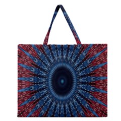 Digital Circle Ornament Computer Graphic Zipper Large Tote Bag by Simbadda