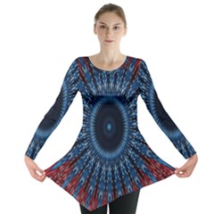 Digital Circle Ornament Computer Graphic Long Sleeve Tunic  by Simbadda