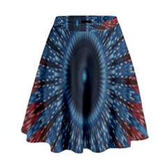 Digital Circle Ornament Computer Graphic High Waist Skirt by Simbadda