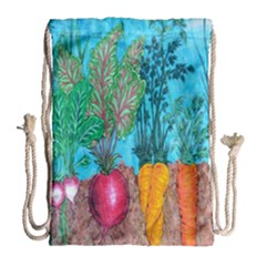 Mural Displaying Array Of Garden Vegetables Drawstring Bag (large) by Simbadda