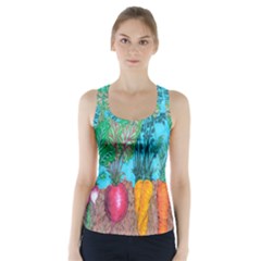 Mural Displaying Array Of Garden Vegetables Racer Back Sports Top by Simbadda