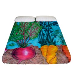 Mural Displaying Array Of Garden Vegetables Fitted Sheet (king Size) by Simbadda