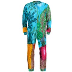 Mural Displaying Array Of Garden Vegetables Onepiece Jumpsuit (men)  by Simbadda