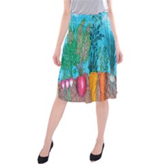 Mural Displaying Array Of Garden Vegetables Midi Beach Skirt by Simbadda