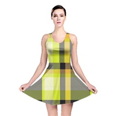 Tartan Pattern Background Fabric Design Reversible Skater Dress by Simbadda