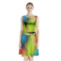 Punctulated Colorful Ground Noise Nervous Sorcery Sight Screen Pattern Sleeveless Chiffon Waist Tie Dress View1