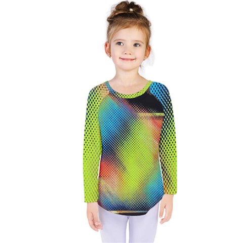 Punctulated Colorful Ground Noise Nervous Sorcery Sight Screen Pattern Kids  Long Sleeve Tee by Simbadda