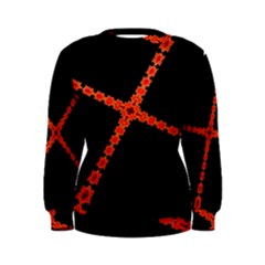 Red Fractal Cross Digital Computer Graphic Women s Sweatshirt by Simbadda