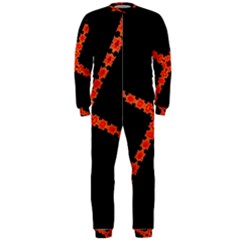 Red Fractal Cross Digital Computer Graphic Onepiece Jumpsuit (men)  by Simbadda