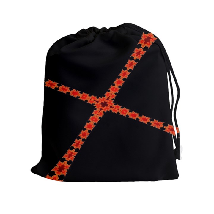 Red Fractal Cross Digital Computer Graphic Drawstring Pouches (XXL)