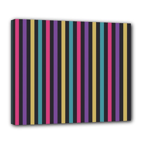 Stripes Colorful Multi Colored Bright Stripes Wallpaper Background Pattern Deluxe Canvas 24  X 20   by Simbadda