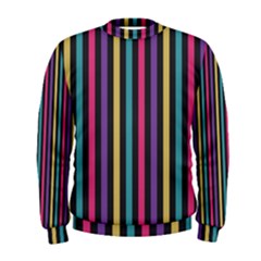 Stripes Colorful Multi Colored Bright Stripes Wallpaper Background Pattern Men s Sweatshirt by Simbadda