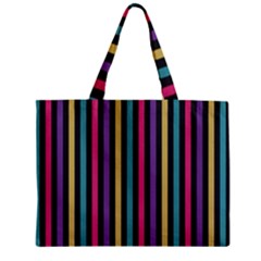 Stripes Colorful Multi Colored Bright Stripes Wallpaper Background Pattern Zipper Mini Tote Bag by Simbadda