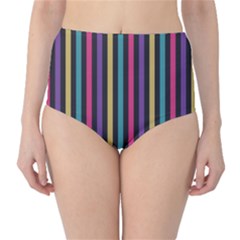 Stripes Colorful Multi Colored Bright Stripes Wallpaper Background Pattern High-waist Bikini Bottoms by Simbadda