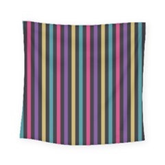 Stripes Colorful Multi Colored Bright Stripes Wallpaper Background Pattern Square Tapestry (small) by Simbadda