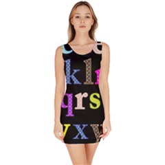 Alphabet Letters Colorful Polka Dots Letters In Lower Case Sleeveless Bodycon Dress by Simbadda