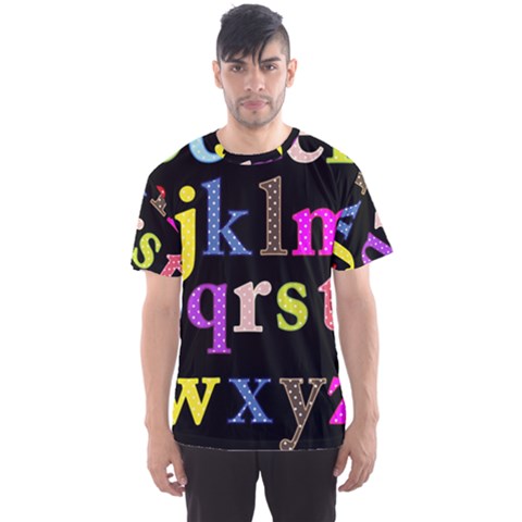 Alphabet Letters Colorful Polka Dots Letters In Lower Case Men s Sport Mesh Tee by Simbadda