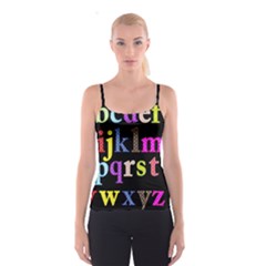 Alphabet Letters Colorful Polka Dots Letters In Lower Case Spaghetti Strap Top by Simbadda