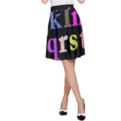 Alphabet Letters Colorful Polka Dots Letters In Lower Case A-line Skirt by Simbadda