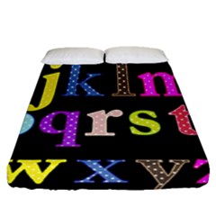 Alphabet Letters Colorful Polka Dots Letters In Lower Case Fitted Sheet (queen Size) by Simbadda