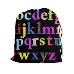 Alphabet Letters Colorful Polka Dots Letters In Lower Case Drawstring Pouches (xxl) by Simbadda