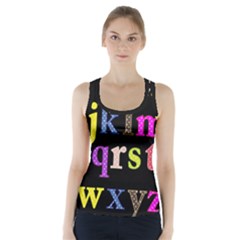 Alphabet Letters Colorful Polka Dots Letters In Lower Case Racer Back Sports Top by Simbadda