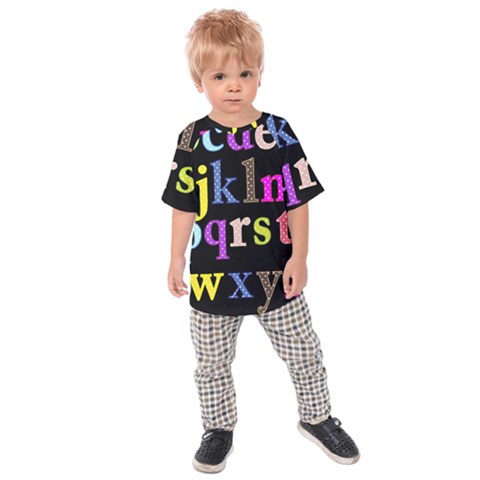 Alphabet Letters Colorful Polka Dots Letters In Lower Case Kids  Raglan Tee by Simbadda