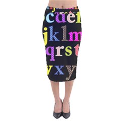 Alphabet Letters Colorful Polka Dots Letters In Lower Case Velvet Midi Pencil Skirt by Simbadda