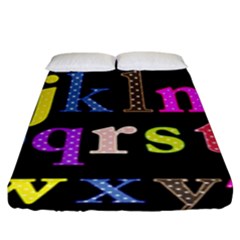 Alphabet Letters Colorful Polka Dots Letters In Lower Case Fitted Sheet (king Size) by Simbadda