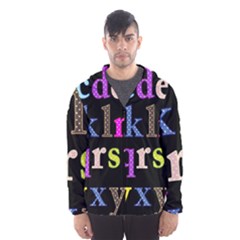 Alphabet Letters Colorful Polka Dots Letters In Lower Case Hooded Wind Breaker (men) by Simbadda