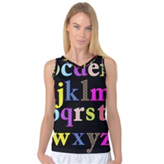 Alphabet Letters Colorful Polka Dots Letters In Lower Case Women s Basketball Tank Top by Simbadda