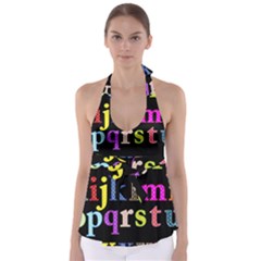 Alphabet Letters Colorful Polka Dots Letters In Lower Case Babydoll Tankini Top by Simbadda