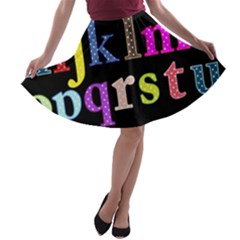 Alphabet Letters Colorful Polka Dots Letters In Lower Case A-line Skater Skirt by Simbadda