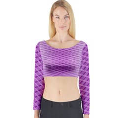 Abstract Lines Background Pattern Long Sleeve Crop Top by Simbadda