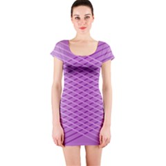 Abstract Lines Background Pattern Short Sleeve Bodycon Dress by Simbadda