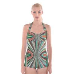 Colorful Spheric Background Boyleg Halter Swimsuit  by Simbadda