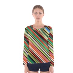 Colorful Stripe Background Women s Long Sleeve Tee