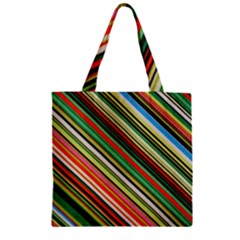 Colorful Stripe Background Zipper Grocery Tote Bag