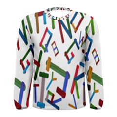 Colorful Letters From Wood Ice Cream Stick Isolated On White Background Men s Long Sleeve Tee by Simbadda